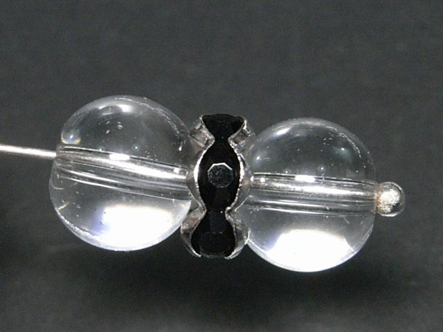 天然石ビーズ・パーツのBクラフトのカラーロンデル 波ロンデル 古代銀×ジェットカラー 約8mm (10個セット) ブラック 黒 シルバー アクセサリーパーツ ハンドメイド DIY｜アングル3