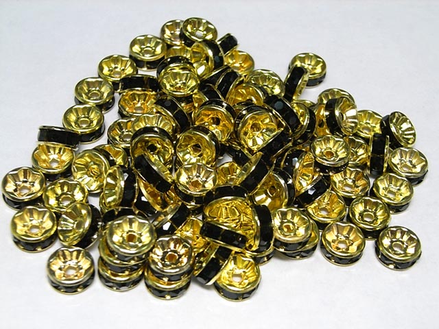 乐天商城 - カラーロンデル 平ロンデル ゴールド×ジェットカラー 約8mm (10個入り) ブラック 黒 金 アクセサリーパーツ ハンドメイド DIY
