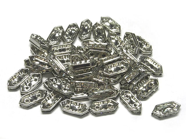 Rakuten - ロンデル 2穴タイプ ロジウム 約10×5mm (5個セット販売) 二穴ロンデル アクセサリーパーツ ハンドメイド DIY