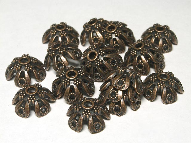 樂天商城 - チベタン座金 フラワーリング 銅古美 約14mm (2個セット) ビーズキャップ アクセサリーパーツ ハンドメイド DIY