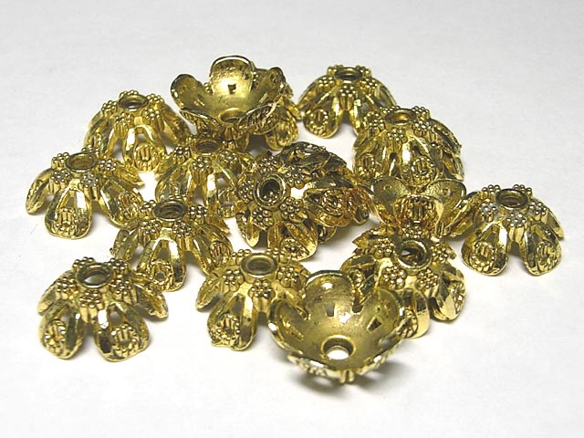 チベタン座金 フラワーリング 金古美 約14mm (20個セット) ビーズキャップ アクセサリーパーツ ハンドメイド DIY