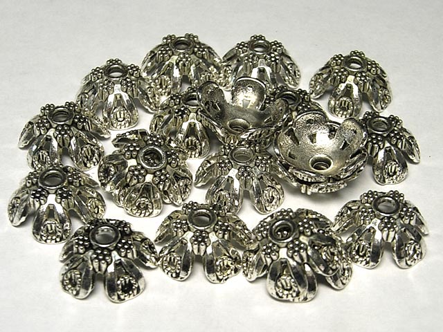チベタン座金 フラワーリング 銀古美 約14mm (20個セット) ビーズキャップ アクセサリーパーツ ハンドメイド DIY