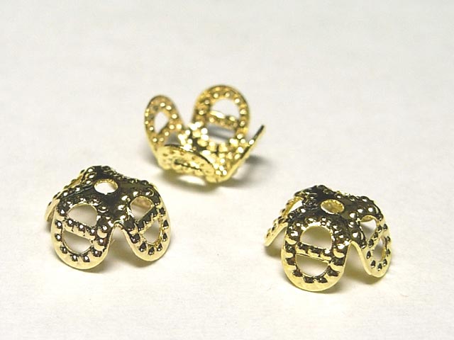 Rakuten - フラワーキャップ ゴールド 約6mm (10個セット) 座金 アクセサリーパーツ ハンドメイド DIY