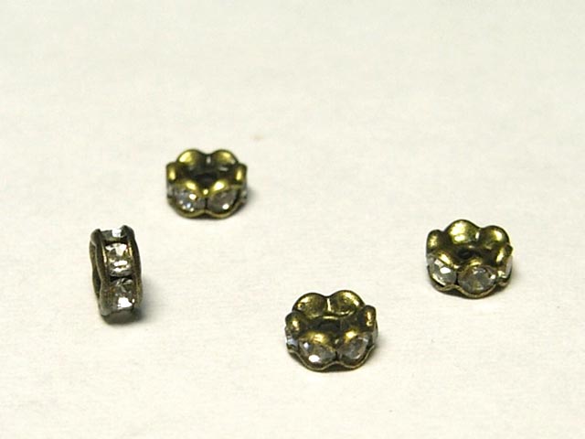 波ロンデル 波型 真鍮古美 約4mm (10個セット) アクセサリーパーツ ハンドメイド DIY