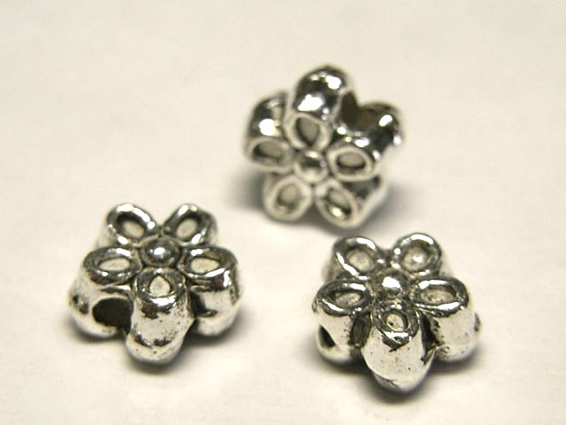 Rakuten - スペーサー フラワー 約7×3mm 銀古美 (約100個セット) チベタン 金属パーツ メタルビーズ アクセサリーパーツ ハンドメイド DIY
