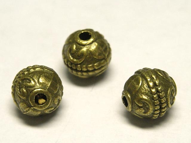 Rakuten - スペーサー エスニック ラウンド 約8mm 真鍮古美 (20個セット) チベタン 金属パーツ メタルビーズ アクセサリーパーツ ハンドメイド DIY
