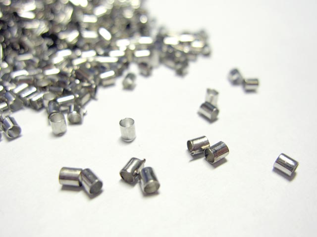 Rakuten - かしめ玉 筒型 ロジウム 約2×2mm (約1000個入り) つぶし玉 カシメ玉 アクセサリーパーツ ハンドメイド DIY
