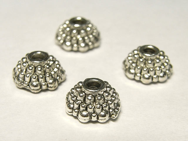 チベタン 座金 ライチ ロジウム 約10mm【約100個セット】 ビーズキャップ アクセサリーパーツ ハンドメ..