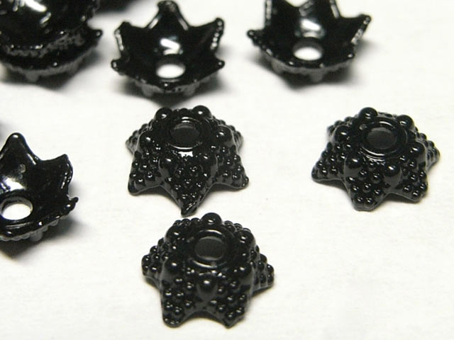 チベタン 座金 シースター ブラック 約6mm【10個セット】 ビーズキャップ アクセサリーパーツ ハンドメイド DIY