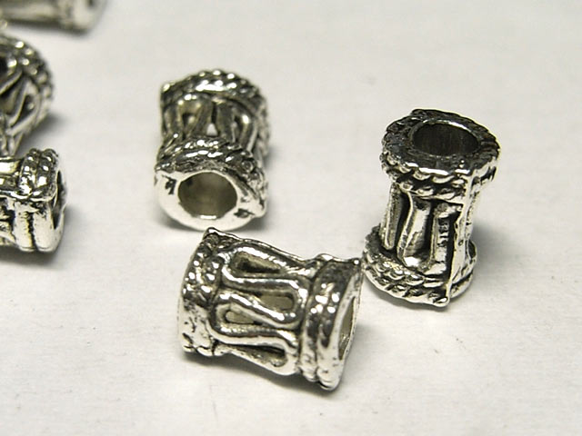 スペーサー ドラム 銀古美 約6×5mm【20個セット】 チベタン 金属パーツ メタルビーズ アクセサリーパーツ ハンドメイド DIY