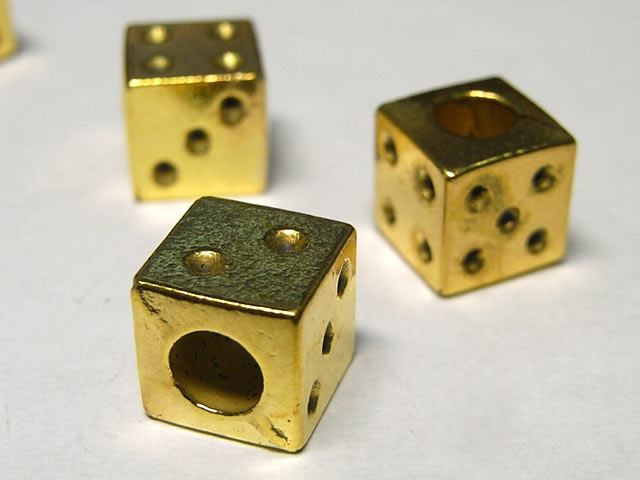 Rakuten - スペーサー ダイス 金古美 約9mm 【20個セット】 チベタン 金属パーツ メタルビーズ アクセサリーパーツ ハンドメイド DIY