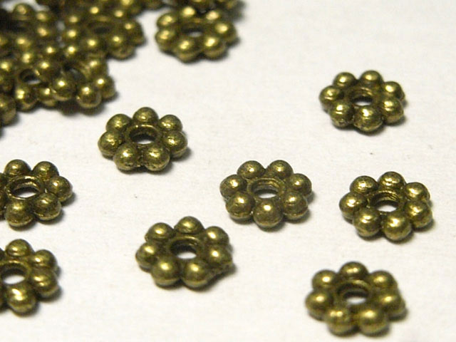 スペーサー フラワー 真鍮古美 約5mm【10個セット販売】 チベタン 金属パーツ メタルビーズ アクセサリーパーツ ハンドメイド DIY