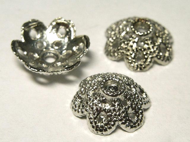 チベタン 座金 約12mm フラワーキャップ ロジウム【10個セット】 ビーズキャップ アクセサリーパーツ ハンドメイド DIY