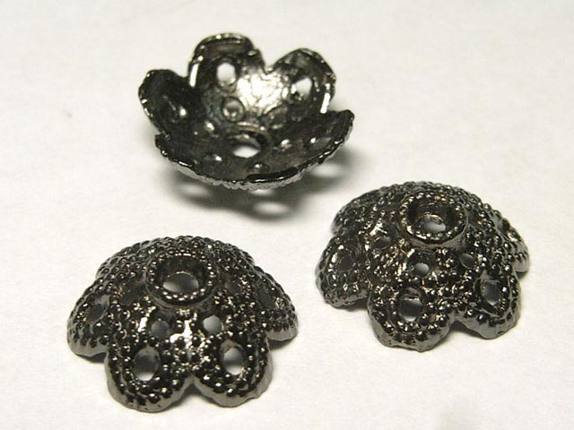 チベタン 座金 約12mm フラワーキャップ ガンメタ【10個セット】 ビーズキャップ アクセサリーパーツ ハンドメイド DIY
