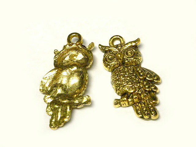 チャーム 梟 金古美 約23×12mm （1個販売） ふくろう フクロウ アクセサリーパーツ ハンドメイド DIYのサムネイル