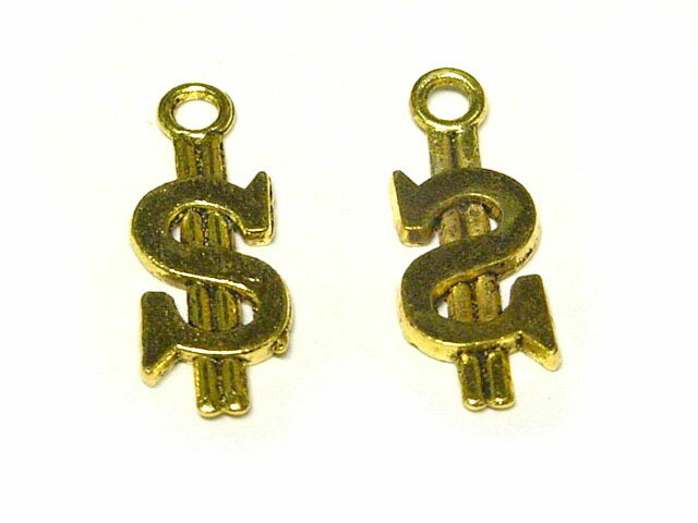 樂天商城 - チャーム ドルマーク 金古美 約22×8mm （1個販売） お金 アクセサリーパーツ ハンドメイド DIY