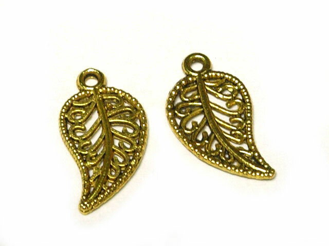 チャーム リーフ金古美 約19×10mm （1個販売） はっぱ　葉 アクセサリーパーツ ハンドメイド DIY
