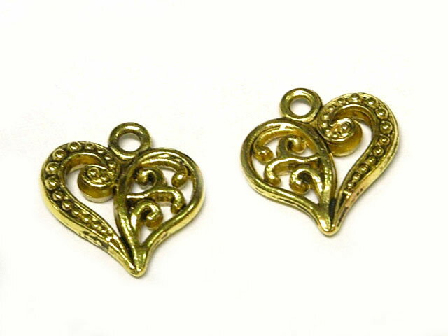 チャーム ハート金古美 約14mm （1個販売） アクセサリーパーツ ハンドメイド DIY