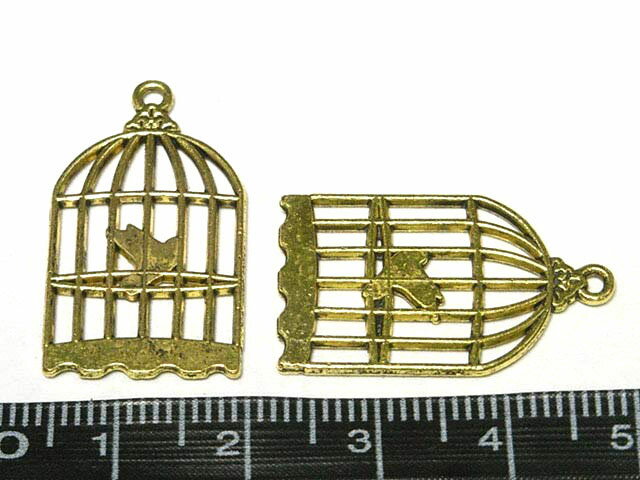 チャーム 鳥かご 金古美 約26×15mm （1個セット） アクセサリーパーツ ハンドメイド DIY