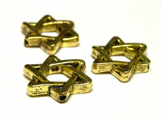 スペーサー ダビデの星（スター） 金古美 約14mm （20個セット） チベタン 金属パーツ メタルビーズ ア..