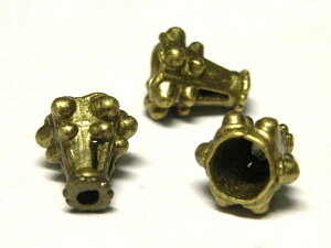 エンドキャップ バシリカ 真鍮古美 内径約2mm-5mm 全長約10×8mm (2個セット販売) ビーズキャップ 座金 チベタン アクセサリーパーツ ハンドメイド DIY
