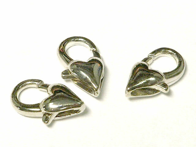 カニカンハート 約12×6mm ロジウム(約100個セット販売） 留め具 アクセサリーパーツ ハンドメイド DIY