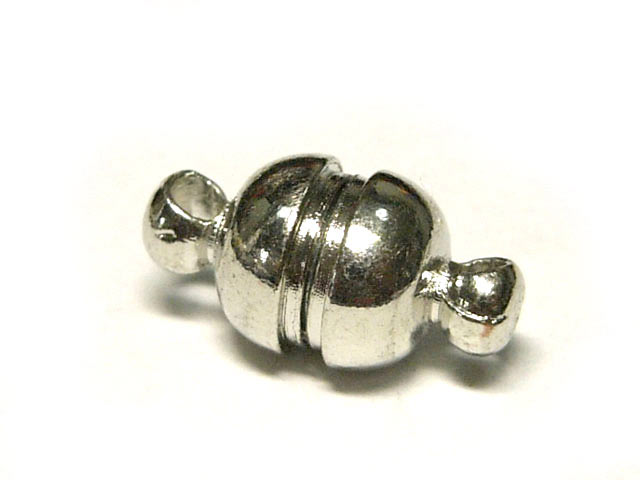 マグネットクラスプ シンプルラウンド ロジウム 約13×7mm （1個販売） 磁石 留め具 とめぐ アクセサリーパーツ ハンドメイド DIY