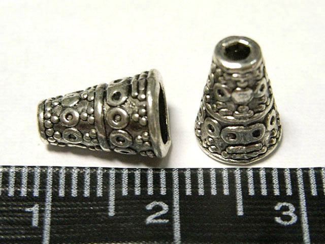 天然石ビーズ・パーツのBクラフトのエンドキャップ バステト 銀古美 約10×7mm（20個セット） ビーズキャップ 座金 チベタン アクセサリーパーツ ハンドメイド DIY｜アングル2