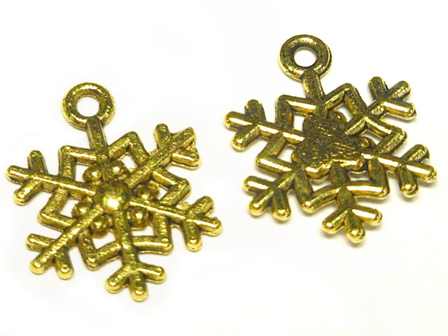 チャーム ダイヤモンドダスト 金古美 (10個セット) 雪の結晶 冬 クリスマス アクセサリーパーツ ハンドメイド DIY