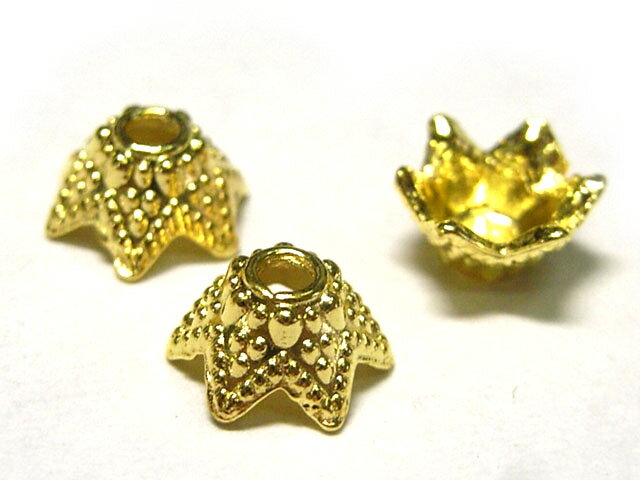 Rakuten - チベタン座金 スター 六角形 ゴールド 約6mm (約100個セット) ビーズキャップ アクセサリーパーツ ハンドメイド DIY