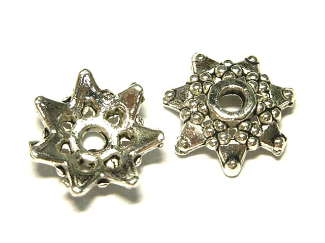 Rakuten - チベタン座金 スター 七角形 銀古美 約10mm (約100個セット) ビーズキャップ アクセサリーパーツ ハンドメイド DIY