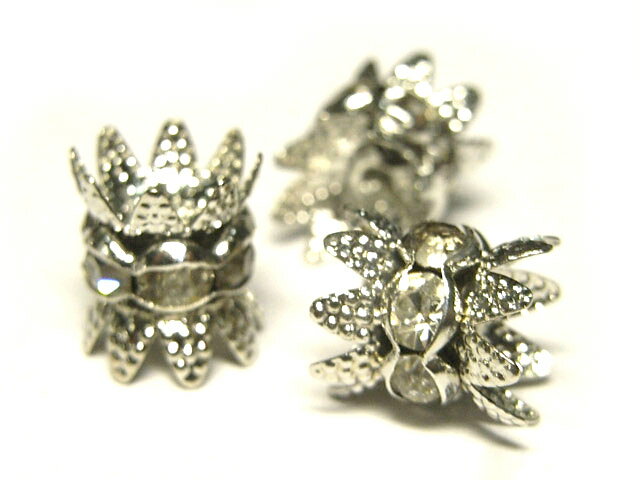 Rakuten - ビーズキャップ ロンデル 約8mm ロジウム (20個販売) 座金 アクセサリーパーツ ハンドメイド DIY