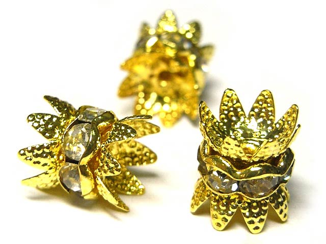 Rakuten - キャップ(座金)付き ロンデル 約8mm ゴールド (2個販売) アクセサリーパーツ ハンドメイド DIY