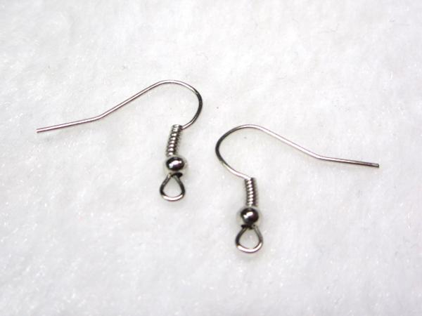 ピアスパーツ ロジウム色 約16×9mm 【10ペアセット】 フック アクセサリーパーツ ハンドメイド DIY