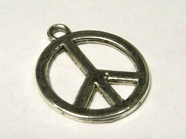 乐天商城 - チャーム ピースマーク 銀古美 約24×20mm 【10個セット】 平和 アクセサリーパーツ ハンドメイド DIY