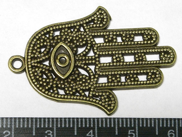 チャーム ファティマの手 真鍮古美 約42×28mm 【5個セット】 ハムサ トルコ お守り...