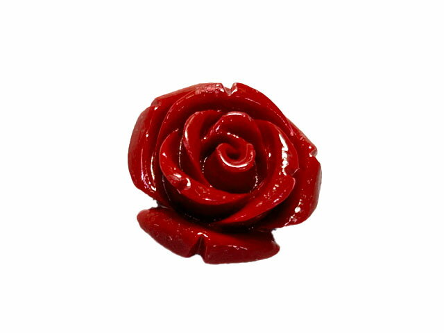 珊瑚 薔薇型パーツ レッド 約15×9mm 2つ穴【5個】 ビーズ さんご サンゴ コーラル 山珊瑚 海竹 アクセ..