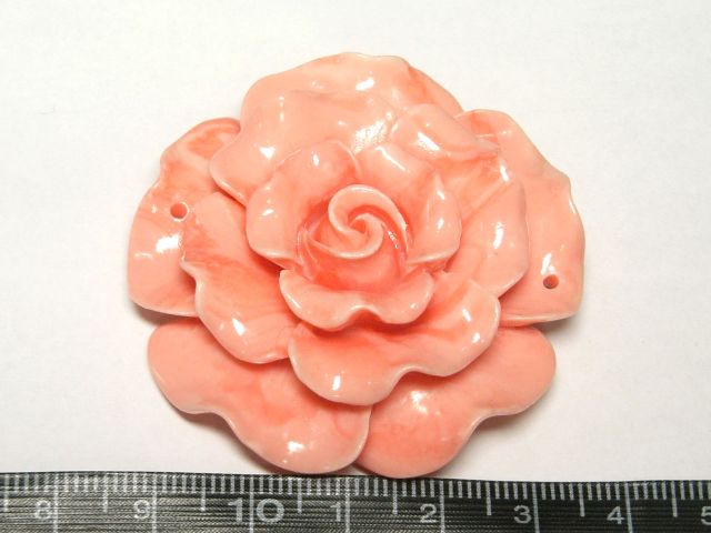 珊瑚 薔薇型パーツ ピンク 約48×17mm 【1個販売】 ビーズ さんご サンゴ コーラル 山珊瑚 海竹 アクセサリーパーツ ハンドメイド DIY 2