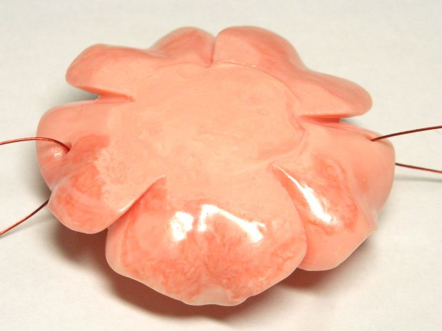 珊瑚 薔薇型パーツ ピンク 約48×17mm 【1個販売】 ビーズ さんご サンゴ コーラル 山珊瑚 海竹 アクセサリーパーツ ハンドメイド DIY 3