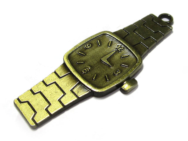 チャーム 腕時計 約68×26mm 真鍮古美【5個セット】 アクセサリーパーツ ハンドメイド DIY
