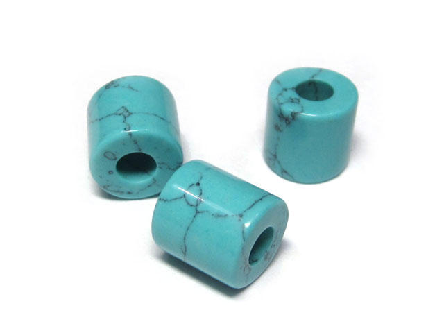 大穴ビーズ ハウライトターコイズ 約9×9mm 穴約3mm【5個】 パワーストーン アクセサリーパーツ ハンドメイド DIY