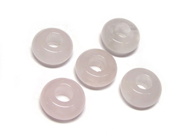 大穴ビーズ ローズクォーツ 約10×4mm 穴約4mm 【5個】 パワーストーン アクセサリーパーツ ハンドメイド DIY