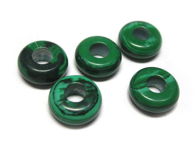 Rakuten - 大穴ビーズ 人工マラカイト 約10×4mm 穴約4mm 【5個】 パワーストーン アクセサリーパーツ ハンドメイド DIY