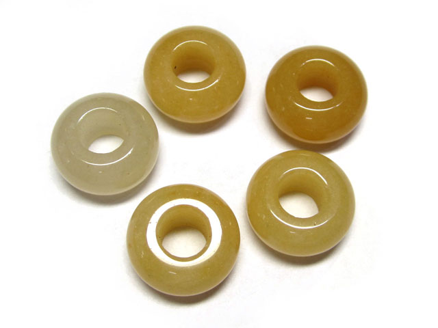 大穴ビーズ ネフライト オレンジ 約14×7mm 穴約5mm 【5個】 パワーストーン アクセサリーパーツ ハンドメイド DIY