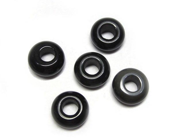 樂天商城 - 大穴ビーズ オブシディアン 約14×7mm 穴約5mm 【5個】 パワーストーン アクセサリーパーツ ハンドメイド DIY