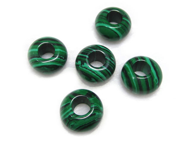 Rakuten - 大穴ビーズ 人工マラカイト 約14×7mm 穴約5mm 【5個】 パワーストーン アクセサリーパーツ ハンドメイド DIY