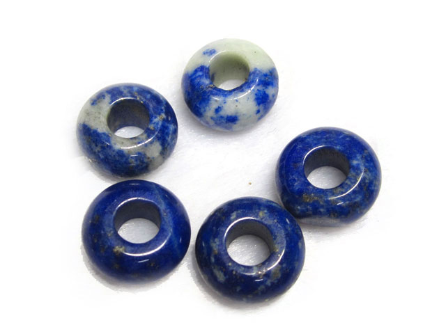 Rakuten - 大穴ビーズ ラピスラズリ 約14×7mm 穴約5mm 【5個】 パワーストーン アクセサリーパーツ ハンドメイド DIY