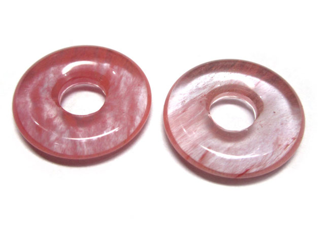 樂天商城 - 大穴ビーズ チェリークォーツ ディスク 約18mm 約5mm穴 【5個】 パワーストーン アクセサリーパーツ ハンドメイド DIY