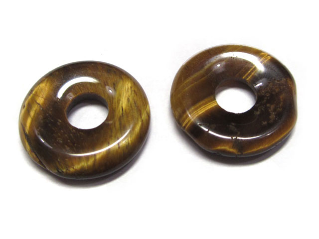 Rakuten - 大穴ビーズ タイガーアイ ディスク 約18mm 約5mm穴 【5個】 天然石 パワーストーン アクセサリーパーツ ハンドメイド DIY