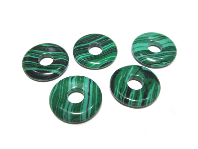 Rakuten - 大穴ビーズ 人工マラカイト ディスク 約18mm 約5mm穴 【5個】 天然石 ハンドメイドアクセサリーパーツ パワーストーン